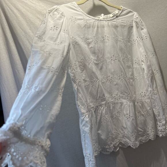 Madewell White Eyelet Keyhole Peplum Top - Picture 3 of 8